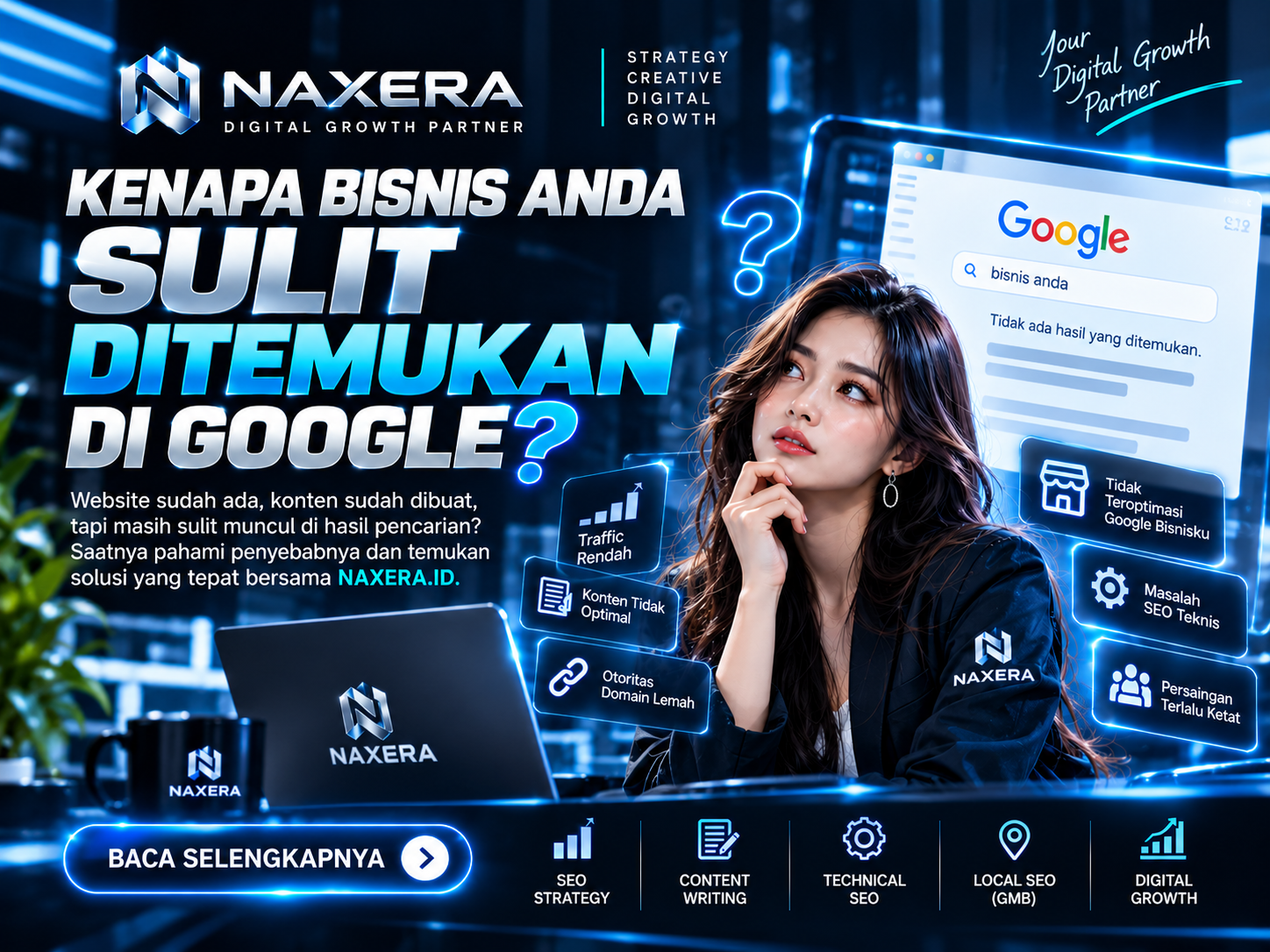 Kenapa bisnis sulit ditemukan di Google, termasuk pencarian lokal.